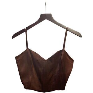 ZARA Satin Silk Bustier Dark Brown Corset Top Size Large